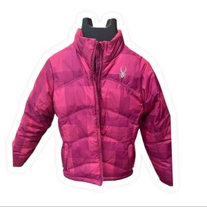 Spyder Ski Jacket.  Like New.  Pink, down filled. Child size L or Womens S.